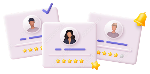 候補者カードを評価しているイラスト